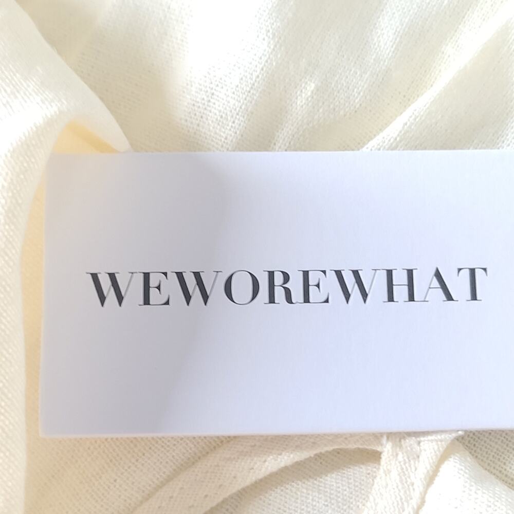 Weworewhat Linen crop resort wear puffy sleeve milkmaid tie front top Sze Small - Picture 6 of 6